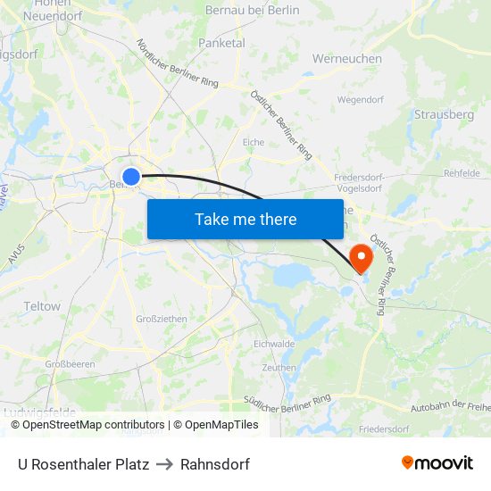 U Rosenthaler Platz to Rahnsdorf map