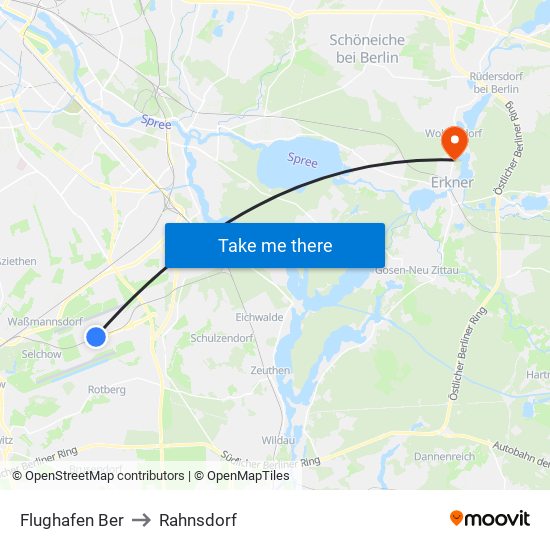 Flughafen Ber to Rahnsdorf map