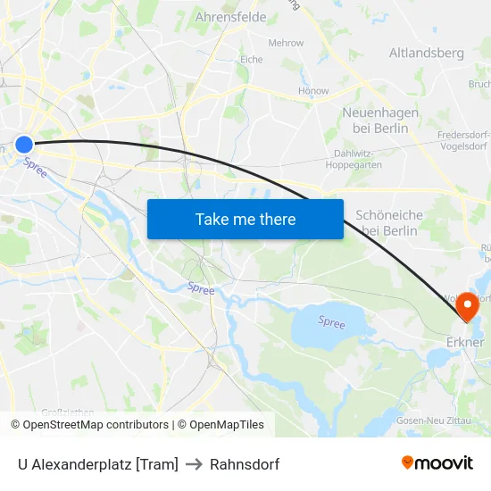 U Alexanderplatz [Tram] to Rahnsdorf map