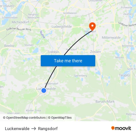 Luckenwalde to Rangsdorf map