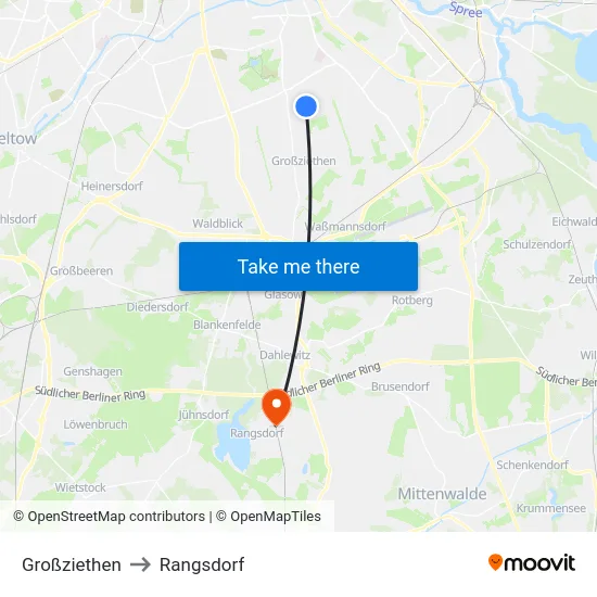 Großziethen to Rangsdorf map