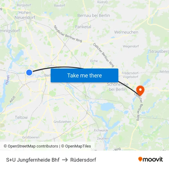 S+U Jungfernheide Bhf to Rüdersdorf map