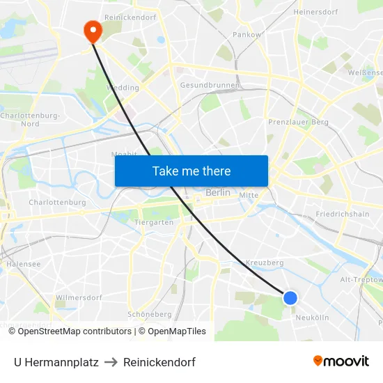 U Hermannplatz to Reinickendorf map
