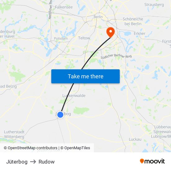 Jüterbog to Rudow map