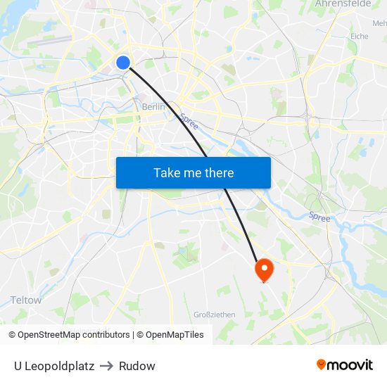 U Leopoldplatz to Rudow map
