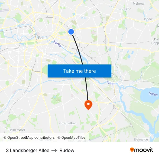 S Landsberger Allee to Rudow map