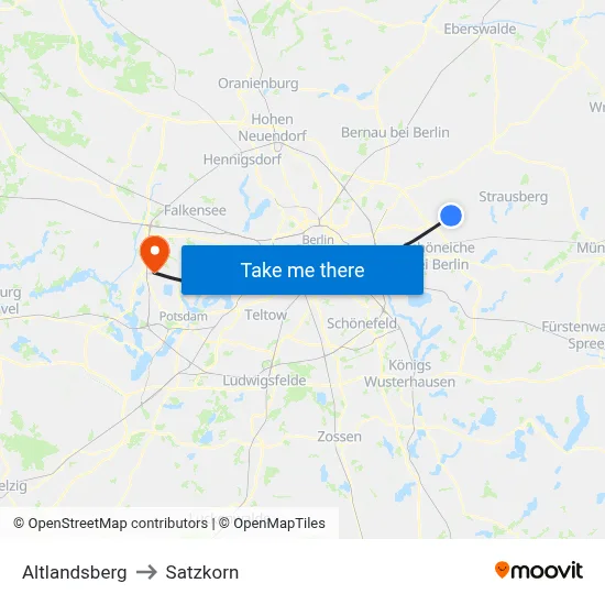 Altlandsberg to Satzkorn map