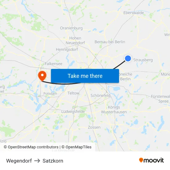 Wegendorf to Satzkorn map