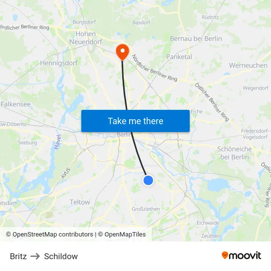 Britz to Schildow map