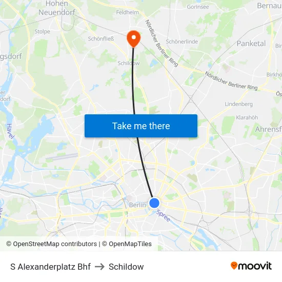 S Alexanderplatz Bhf to Schildow map