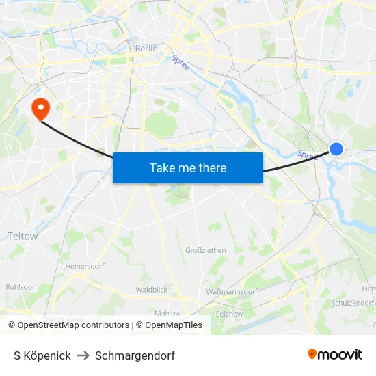 S Köpenick to Schmargendorf map