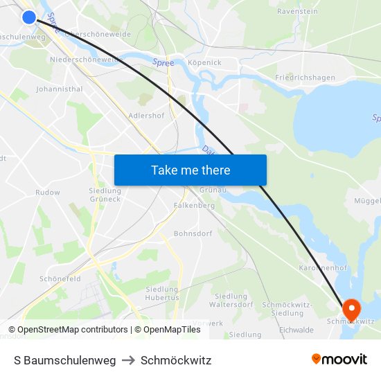 S Baumschulenweg to Schmöckwitz map