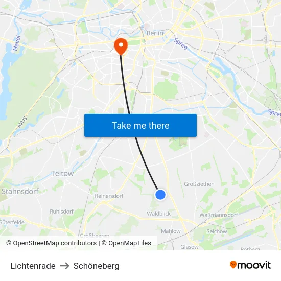 Lichtenrade to Schöneberg map