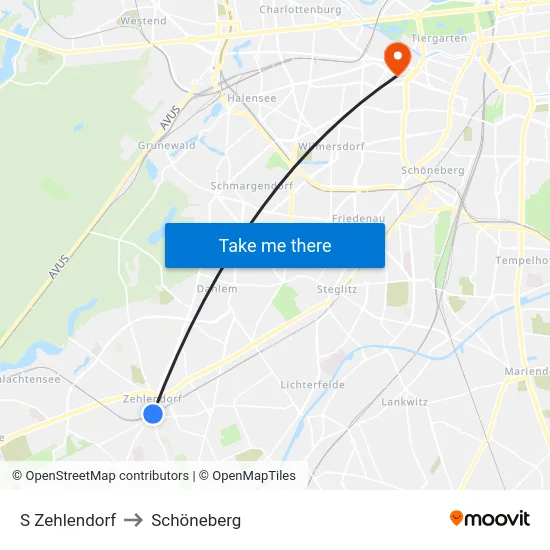 S Zehlendorf to Schöneberg map