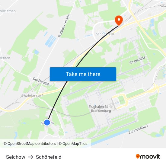 Selchow to Schönefeld map