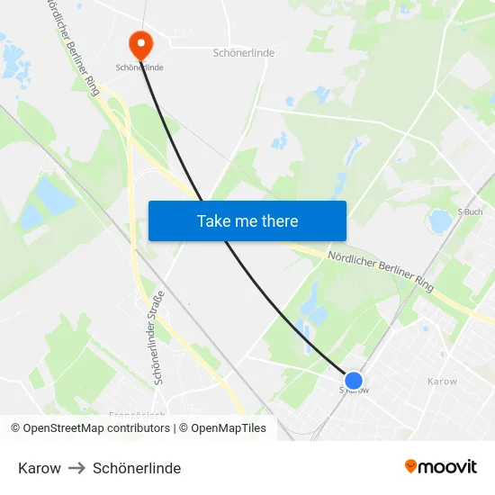 Karow to Schönerlinde map