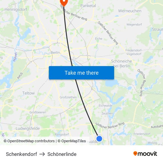 Schenkendorf to Schönerlinde map