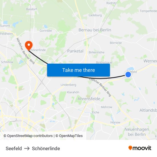 Seefeld to Schönerlinde map