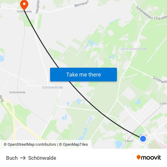 Buch to Schönwalde map