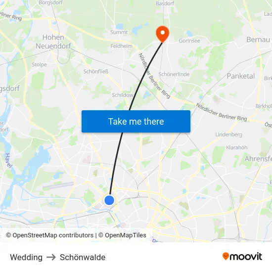 Wedding to Schönwalde map