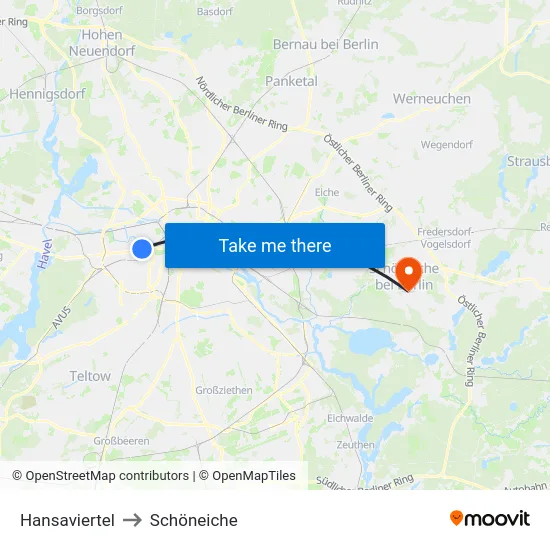Hansaviertel to Schöneiche map