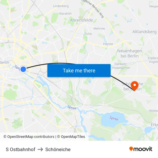 S Ostbahnhof to Schöneiche map