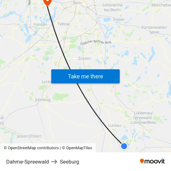 Dahme-Spreewald to Seeburg map