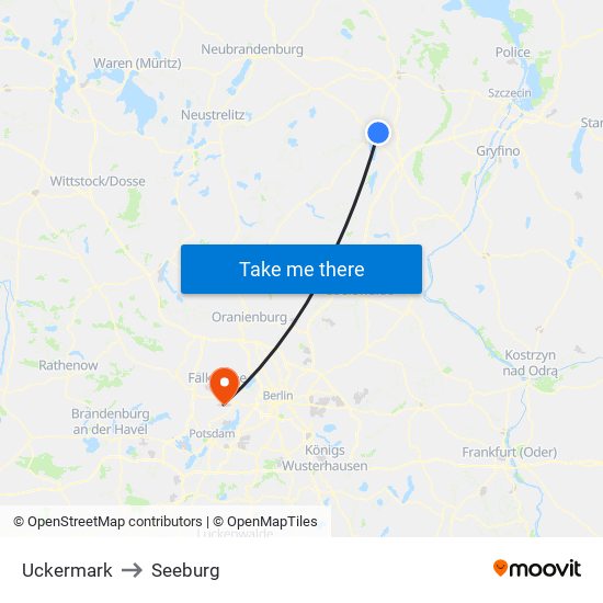 Uckermark to Seeburg map