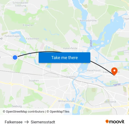 Falkensee to Siemensstadt map