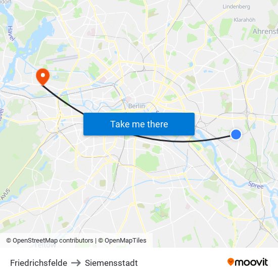 Friedrichsfelde to Siemensstadt map