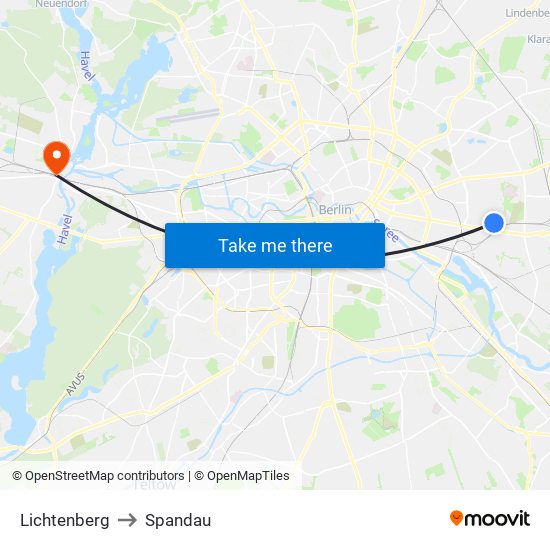 Lichtenberg to Spandau map