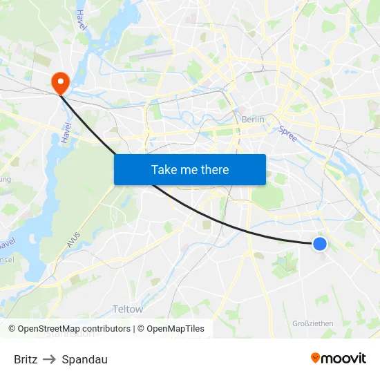 Britz to Spandau map
