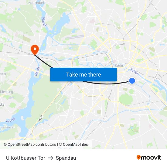 U Kottbusser Tor to Spandau map