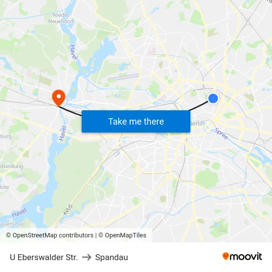 U Eberswalder Str. to Spandau map