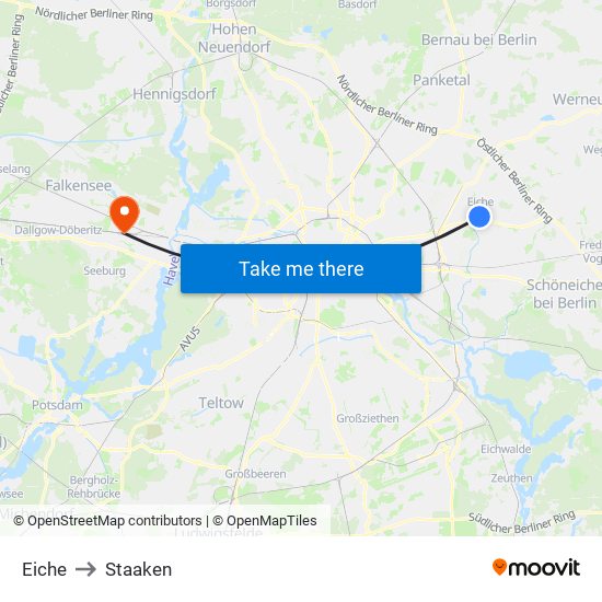 Eiche to Staaken map