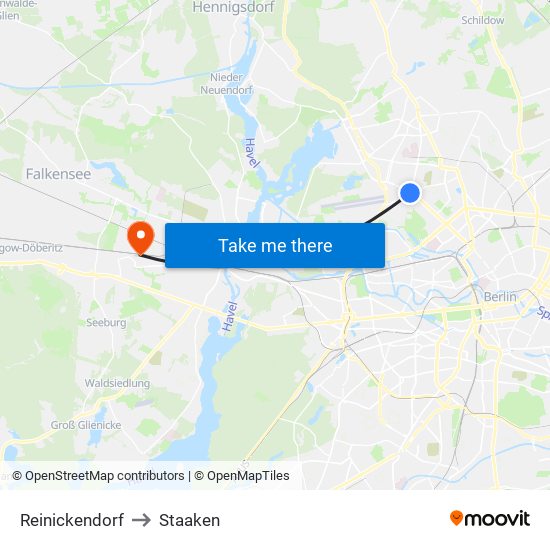 Reinickendorf to Staaken map