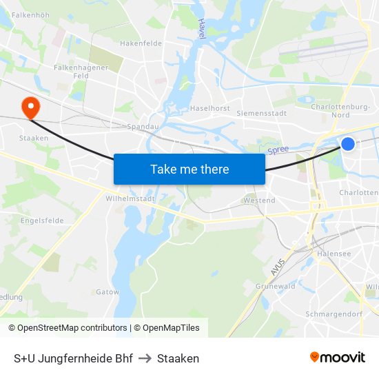 S+U Jungfernheide Bhf to Staaken map