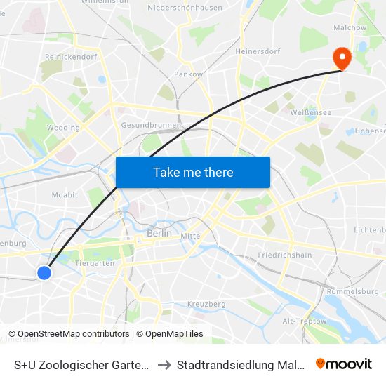 S+U Zoologischer Garten Bhf to Stadtrandsiedlung Malchow map