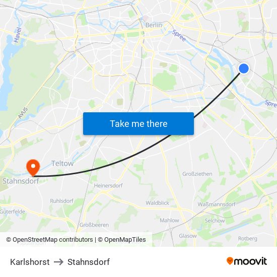 Karlshorst to Stahnsdorf map