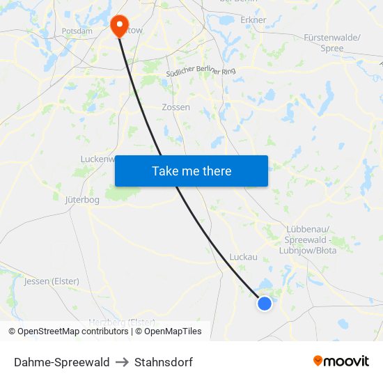 Dahme-Spreewald to Stahnsdorf map