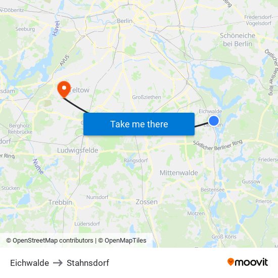 Eichwalde to Stahnsdorf map