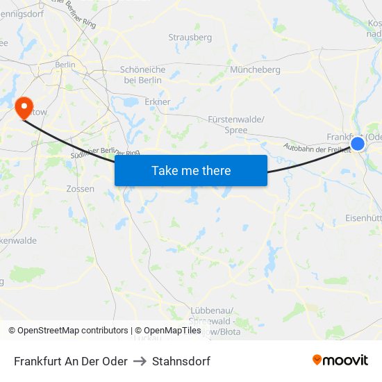 Frankfurt An Der Oder to Stahnsdorf map