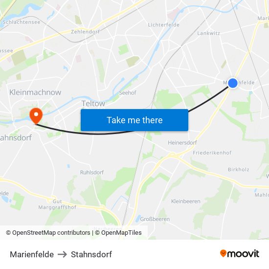 Marienfelde to Stahnsdorf map