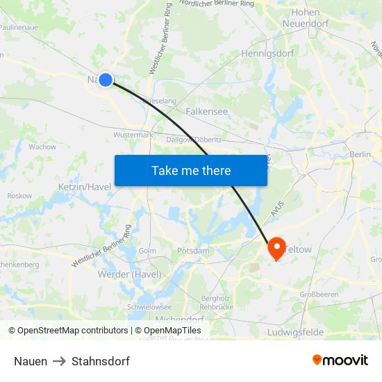Nauen to Stahnsdorf map