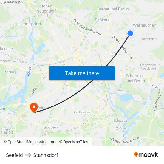 Seefeld to Stahnsdorf map