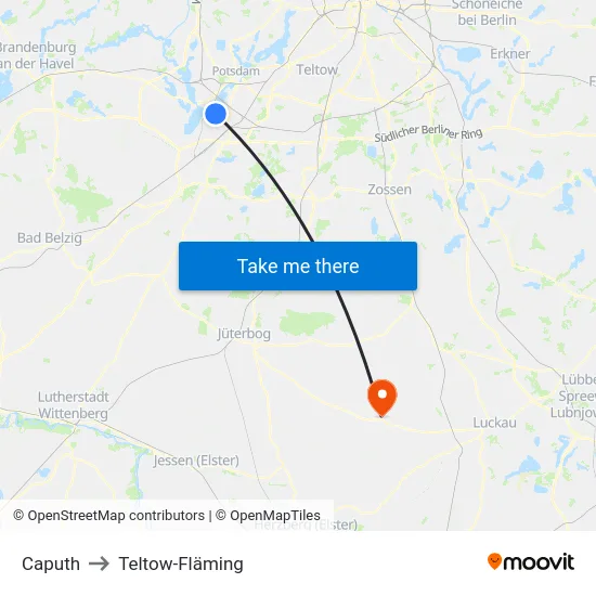 Caputh to Teltow-Fläming map