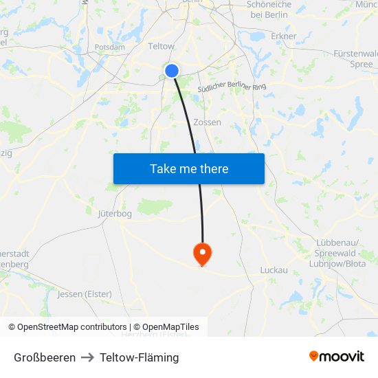 Großbeeren to Teltow-Fläming map