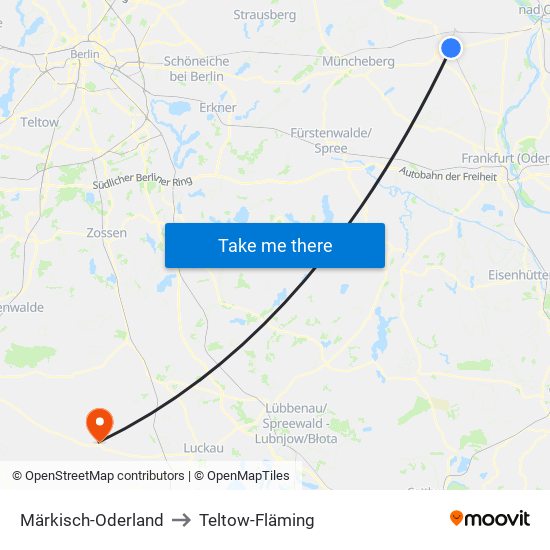 Märkisch-Oderland to Teltow-Fläming map