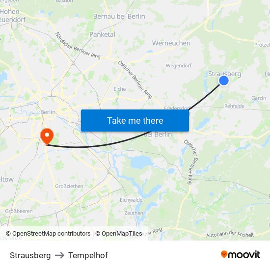 Strausberg to Tempelhof map