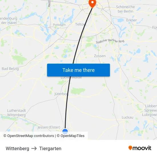 Wittenberg to Tiergarten map
